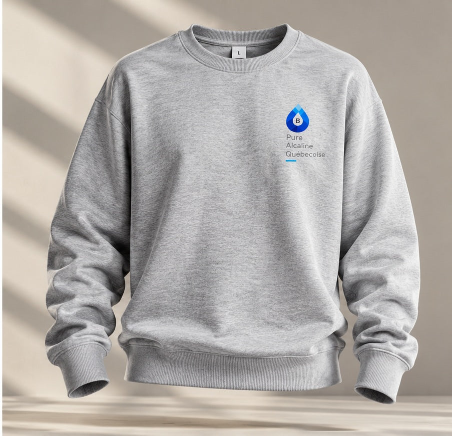 Crewneck gris chiné pâle B Alkaline Water, vue de face