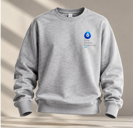 Crewneck B Alkaline Water — Gris chiné pâle - B Alkaline.ca